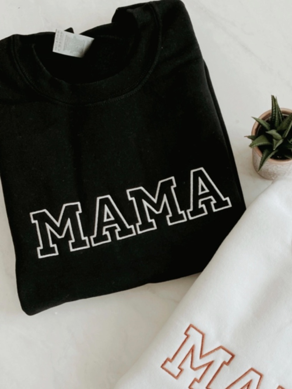 NWOT ~ MAMA Embroidered Crewneck Sweatshirt - Black